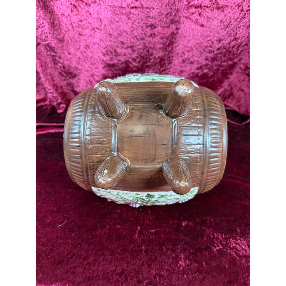 Vintage Pottery Mid Century Wine Barrel Keg Decanter Putti, Bacchus, Goat Relief - Picture 9 of 12